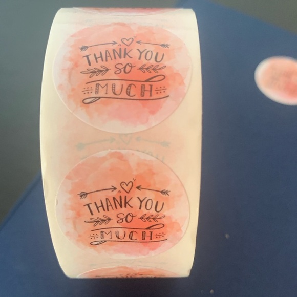 Thank You So Much Sticker Labels 500 labels on roll. 1” Round NWT Peach Color - Picture 1 of 5